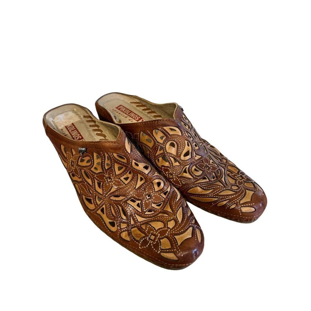 Pikolinos slip on mules shades of brown sz 38 / 7.5